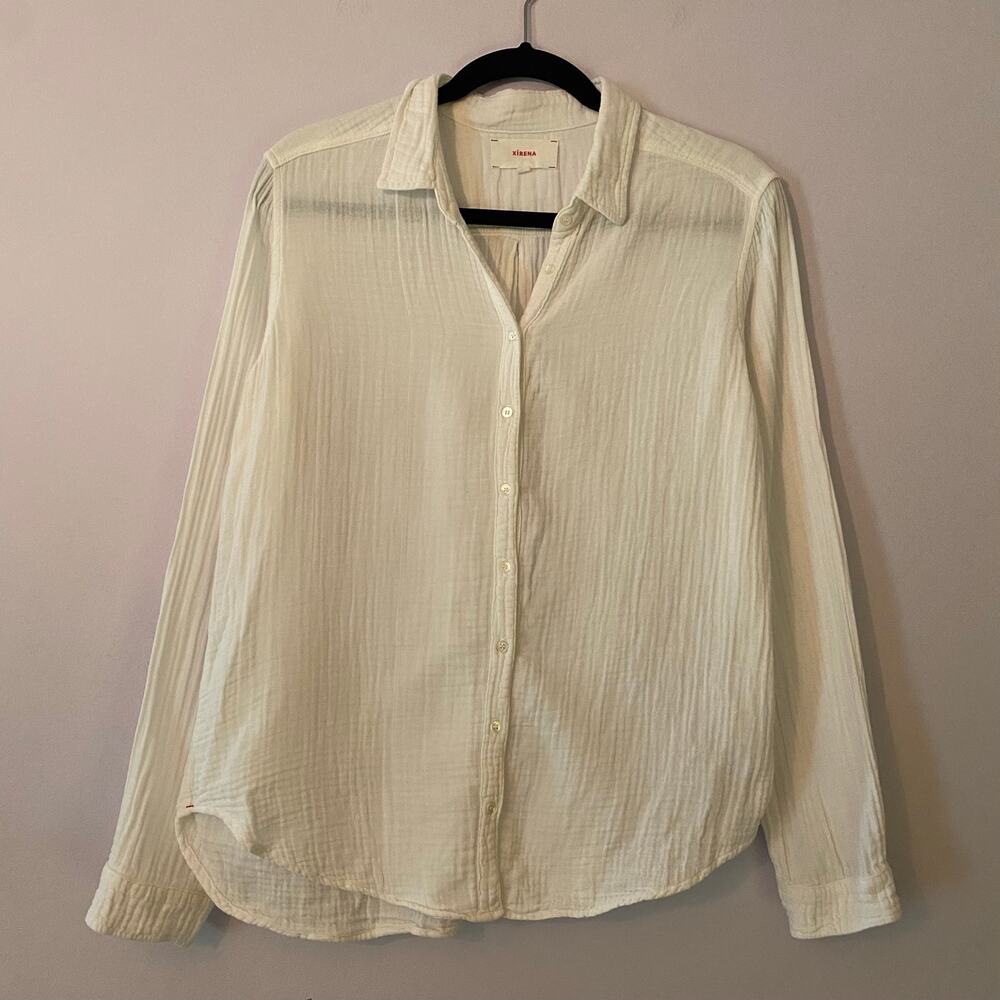 Xirena White Scout Gauze Button Down Shirt Loungewear Basic Women's size Small
